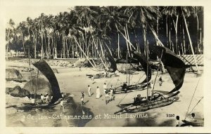 ceylon, Catamarans Mount Lavinia (1920s) Canadian Pacific Cruise RPPC Postcard