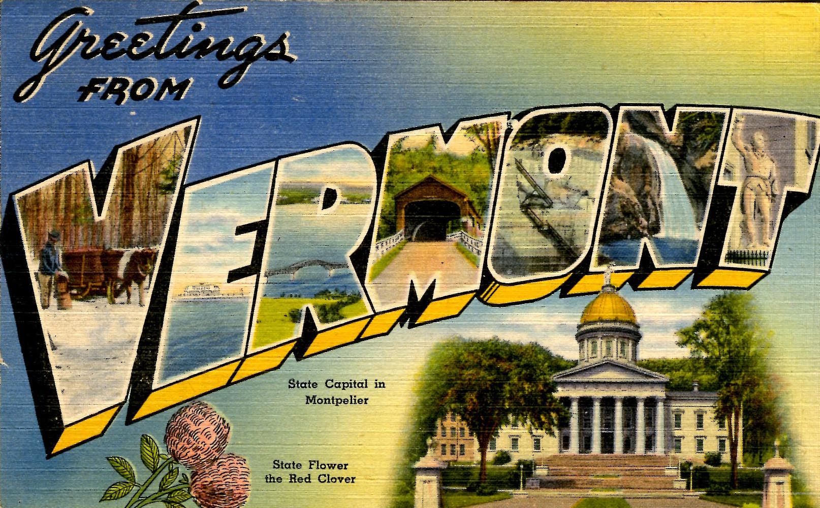 VT Large Letter, Vermont United States Vermont Other, Postcard