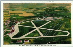 Aerial View Postcard Lambert Field Municipal Airport St. Louis, Missouri