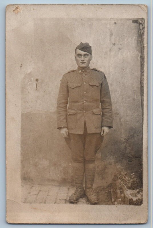 WWI Postcard RPPC Photo US Army Soldier c1910's Antique Unposted