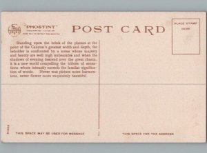 Desert View Grand Canyon FRED HARVEY White Border Phostint Postcard c1930