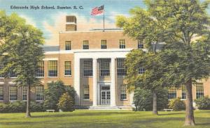 SUMTER, SC South Carolina    EDMUNDS HIGH SCHOOL    c1940's Linen Postcard