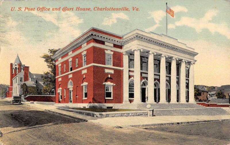 Charlottesville Virginia Post Office Court House Antique Postcard K107466