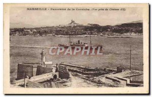 Postcard Old Marseille Panorama of taking view of the Chateau d'If Corniche