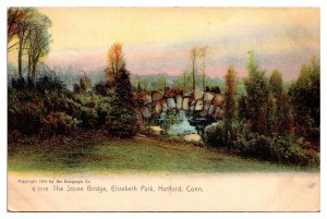 Antique The Stone Bridge, Elizabeth Park, Hartford, CT Postcard