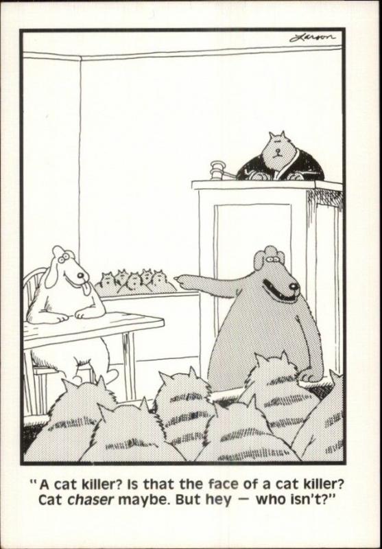 Vintage Gary Larson FAR SIDE 1980s Fantasy Postcard gfz COURTROOM SCENE