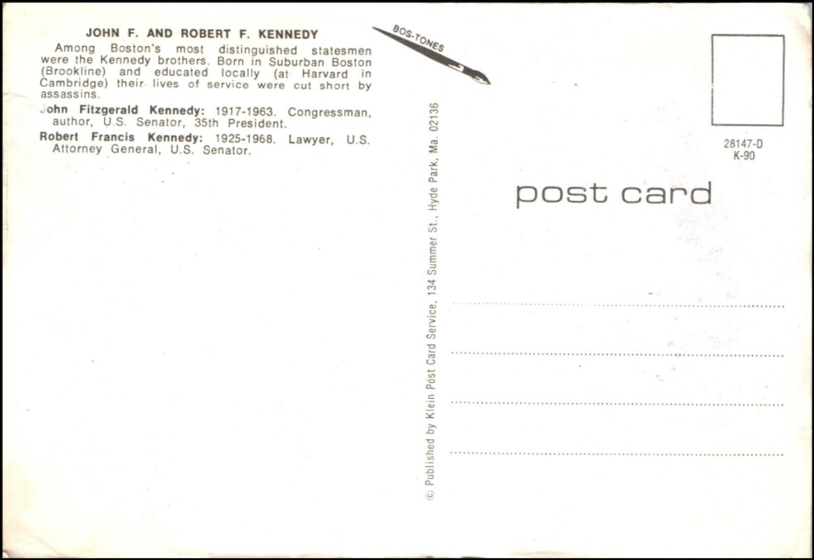 President John F Kennedy and Senator Robert F Kennedy Postcard by ...