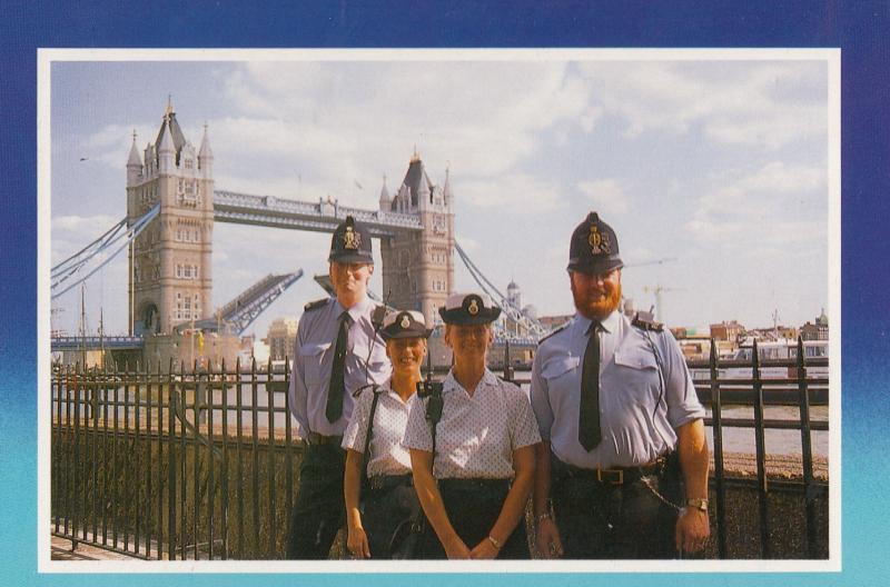 Policeman at Tower Bridge London 1980s Postcard