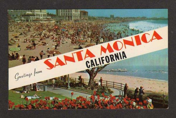 CA Greetings from SANTA MONICA CALIFORNIA Postcard PC