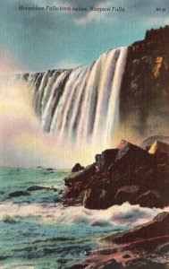 Vintage Postcard 1930's Horseshoe Falls From Below Niagara Falls Ontario Canada