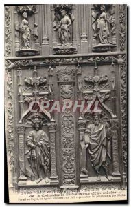 Old Postcard Aix en Provence detail of the Door of the Cathedral St Savior XV...