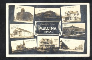 RPPC PAULLINA IOWA MULTI VIEW VINTAGE REAL PHOTO POSTCARD DOWNTOWN CHURCH