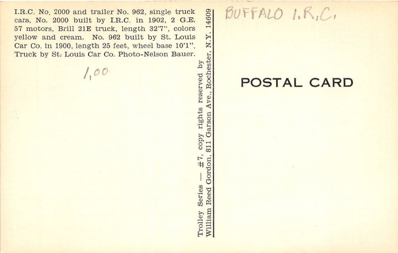 J48/ Buffalo New York Postcard Chrome Trolley Railway I.R.C. Car 41