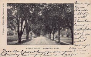 View of Baker Street, Foxboro, Massachusetts, Very Early Postcard, Used in 1907