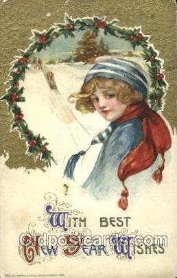 Artist Signed Samuel Schmucker, With Best The New Year Wishes 1911 crease lef...