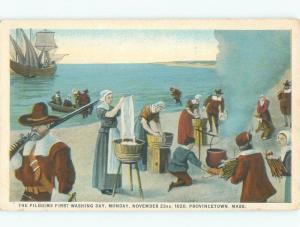W-Border PILGRIMS FIRST WASHING DAY Cape Cod - Provincetown MA E9492