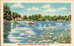 Bathing Beach at Country Club, Salem OH Vintage Postcard N58