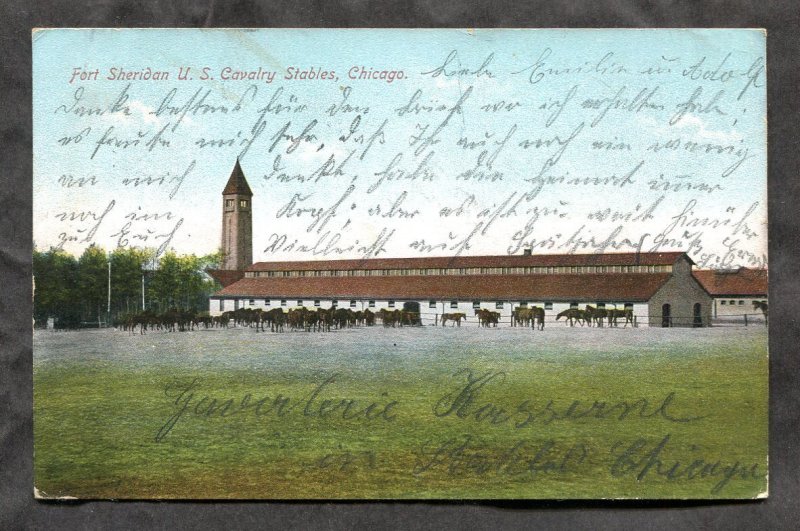 h2762 - CHICAGO 1907 Fort Sheridan US Cavalry Stables. Sent to Germany