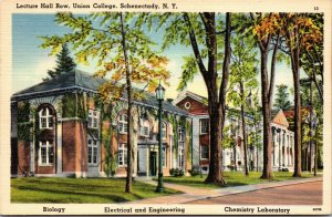 Vtg Lecture Hall Row Union College Schenectady New York NY Linen Postcard