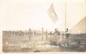 RPPC CAMP HOWARD, NJ Colors Military US Flag c1910s Vintage Photo Postcard