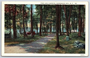 1940's Pine Lake Campsite Adirondacks Mountains New York NY Posted Postcard