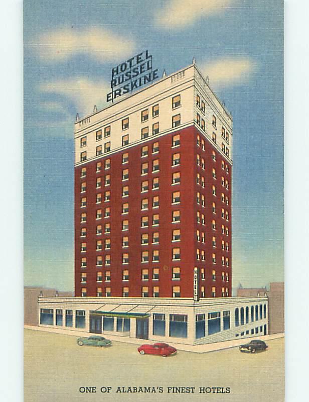 Unused Linen OLD CARS & RUSSEL ERSKINE HOTEL Huntsville Alabama AL u8560