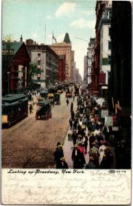 Looking up Broadway, New York NYC c1909 Vintage Postcard P15