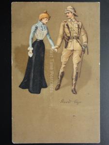 Military: GOOD BYE Soldier sayes Goodbye to his Girl c1905