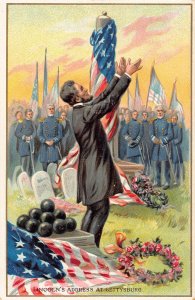 J84/ President Abraham Lincoln Patriotic Postcard c1910 Gettysburg 411