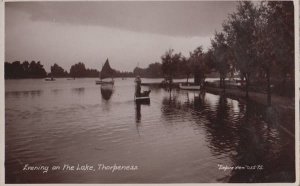 Thorpeness Evening On The Boat Boating Lake Yacht Essex Night View Postcard