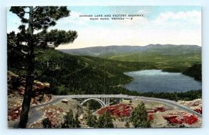 Postcard CA Donner Lake Victory Highway near Reno Vintage linen K04