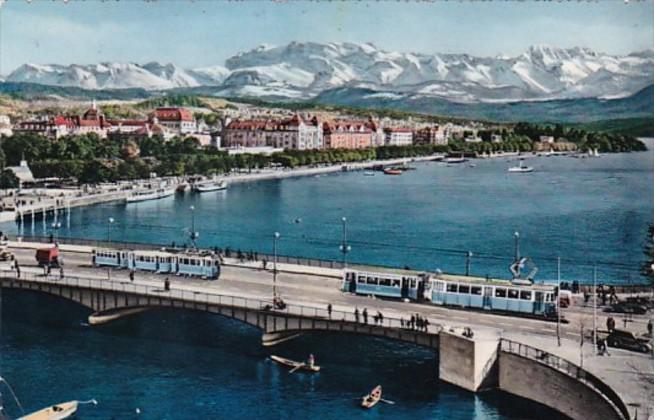 Switzerland Zurich Quaibruecke und Utoquai 1953