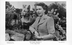 Postcard RPPC 1950s H.M. Queen Elizabeth II, Corgi Susan Photochrome TP24-3281