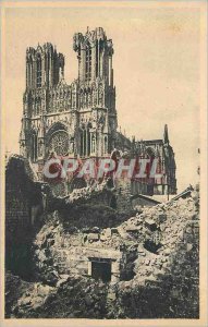 Old Postcard the Cathedral of Reims in 1918