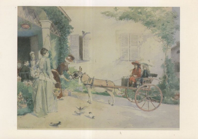 Edouard Jean Ravel The New Donkey Cart Painting Postcard