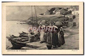 Postcard Old Advertisement Back to fishing Campaign L & # 39Almanach Agricole