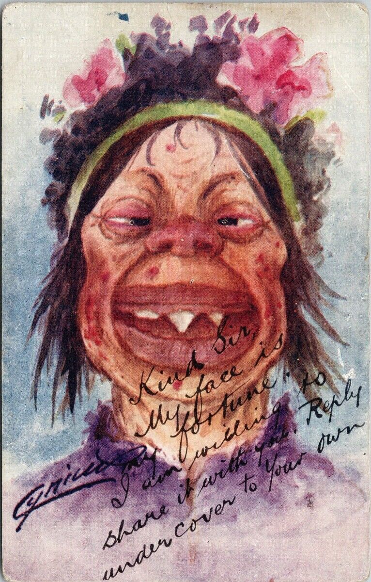 Unflattering Caricature of Woman Cynicus Artist Signed Postcard G14 ...