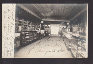 Owosso MICHIGAN RPPC c1910 INTERIOR SPRAGUE'S DRUG STORE nr Lansing Flint MI