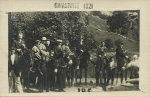 france, GAVARNIE, Group of People on Horseback (1921) RPPC Postcard