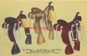 Advertising Linen Postcard, Chattanooga Saddlery Company, Boys Saddles, Western