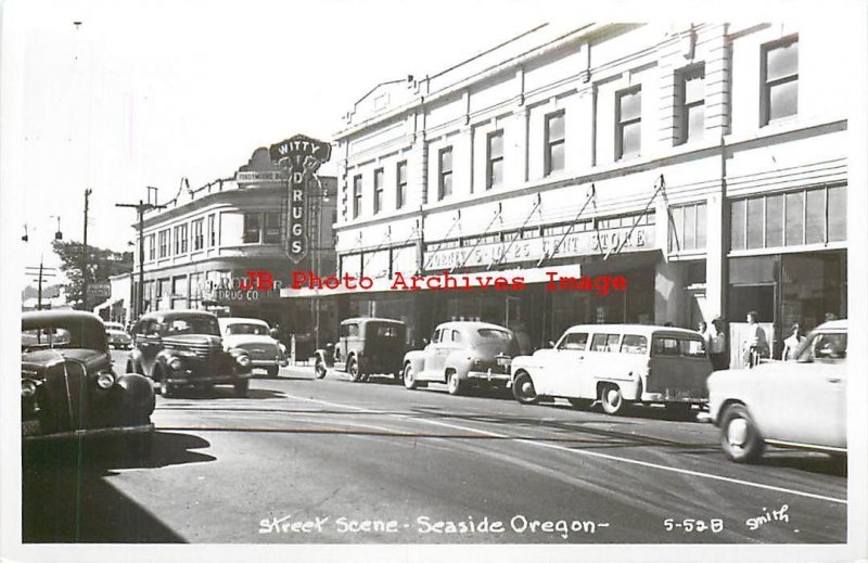 OR, Seaside, Oregon, RPPC, Street Scene, Witty Drug Store, Smith Photo No 5-52B