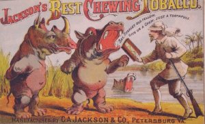 1800s Exposition Jackson Best Chewing Tobacco Rhinos Petersburg VA Trade Card