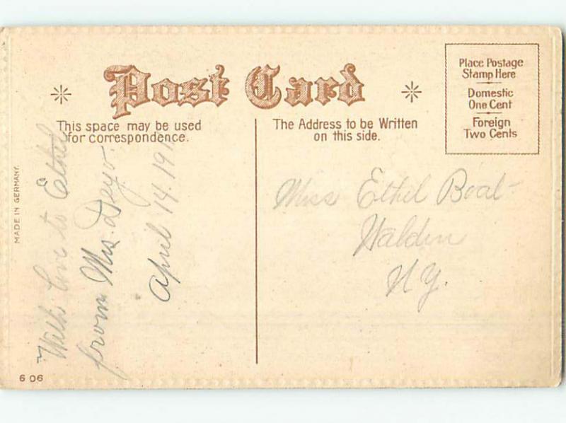 Pre-Linen easter PAIR OF CHICKS PLAYING IN EGGSHELL HANGING FROM RIBBON hr2604