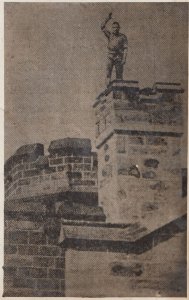 Prison Suicide Rooftop Demonstration Riot Antique Protest Real Photo Postcard