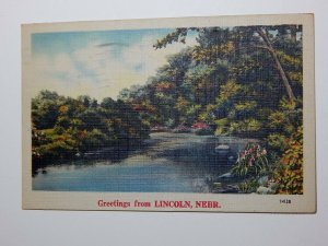 Vintage 1940s GREETINGS FROM LINCOLN NEBRASKA Scenic River Postcard