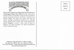 US Moab, Utah. unused. Bar-M Chuckwagon. Yum.