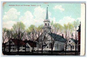 1912 Methodist Church Parsonage Building View Newport New Hampshire NH Postcard 