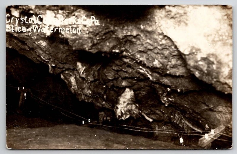 Berks County PA Crystal Cave RPPC Slice of Watermelon Real Photo Postcard V21