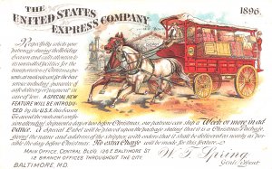 Baltimore MD 1896 United states Express Company Original Postcard