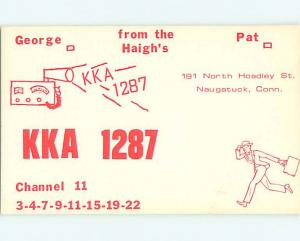 comic - QSL HAM RADIO CARD Naugatuck Connecticut CT t1466